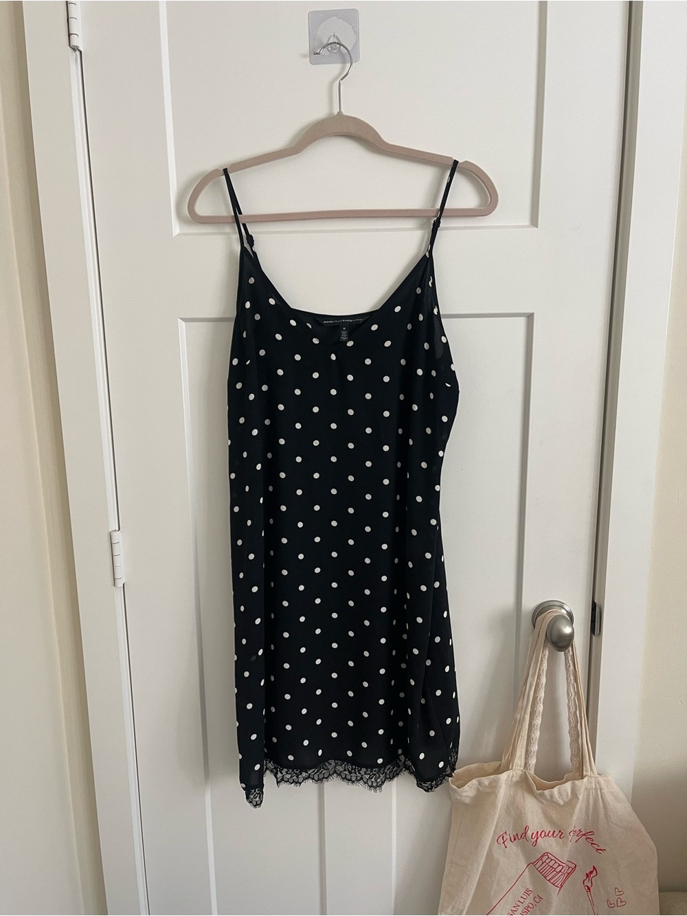 White House Black Market Black & White Polka Dot Slip